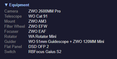 Equipment Profile in Report