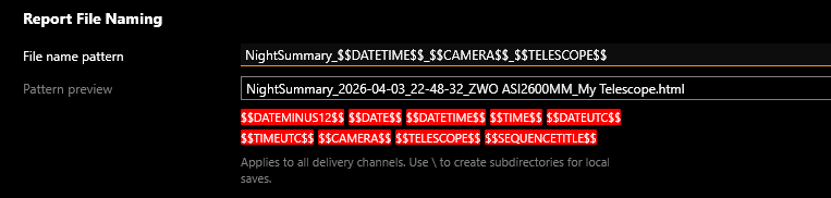 File Naming Settings